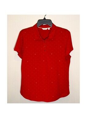 Lady Hagen Golf Polo Shirt Womens Large Red White Polka Dot Short Sleeve Stretch